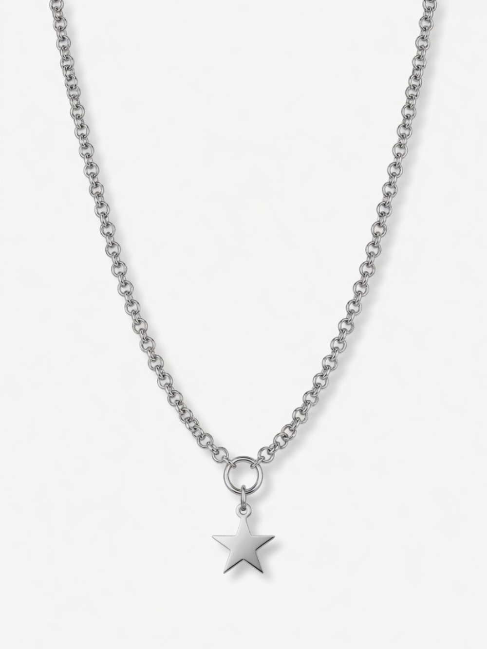 Silver-Tone Star Pendant Chain Necklace ⭐